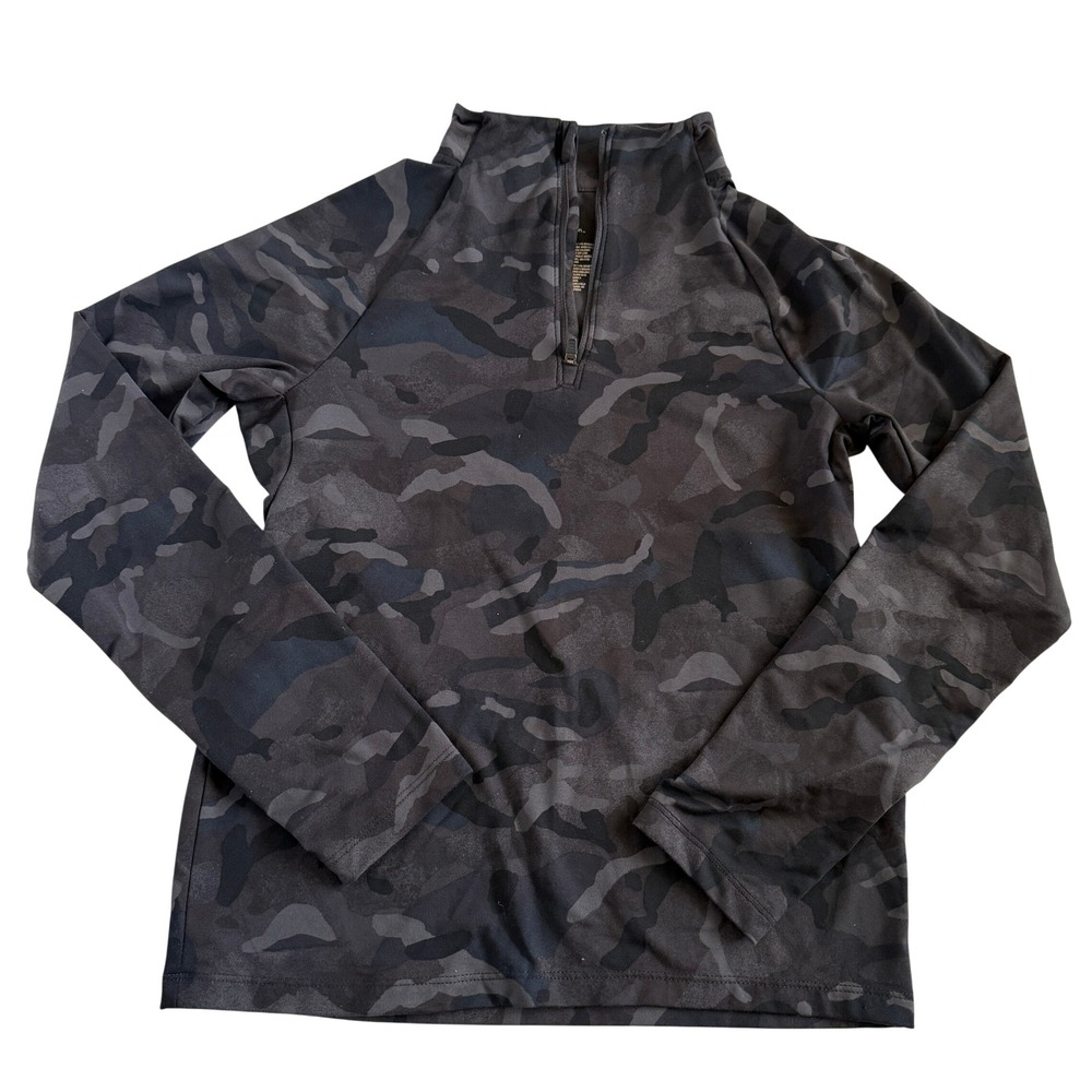 All In Motion Boys Camo Quarter Zip Pullover Gray Blue Size L 10/12 Active Top